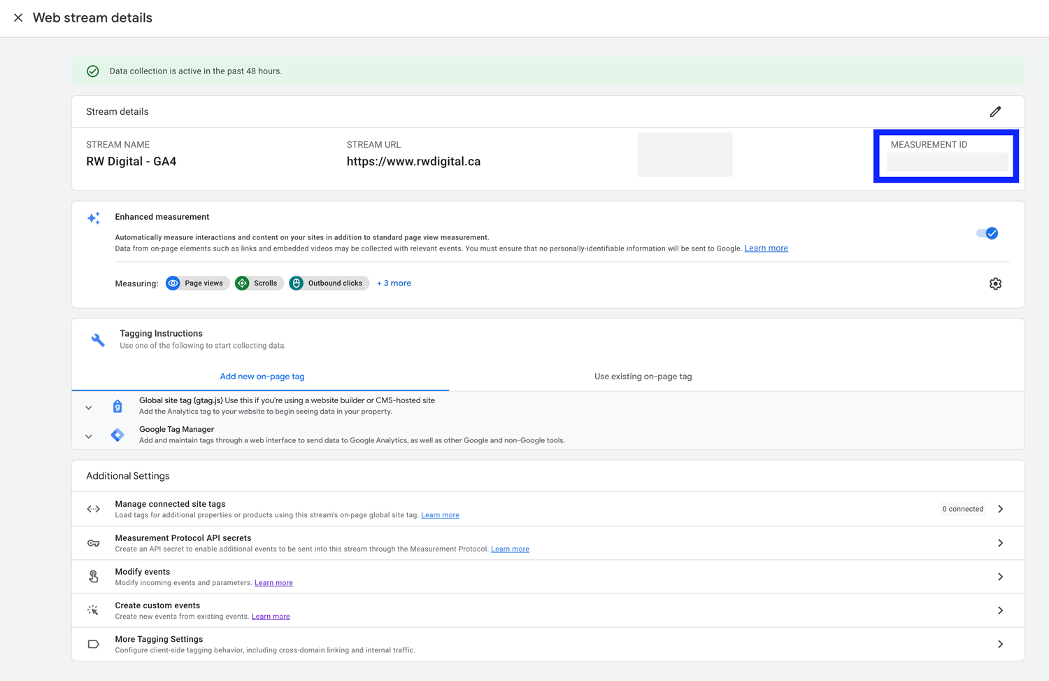 Google Analytics 4 Data Stream