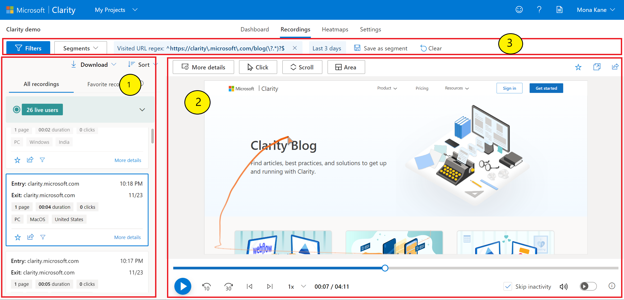 Microsoft Clarity Recording