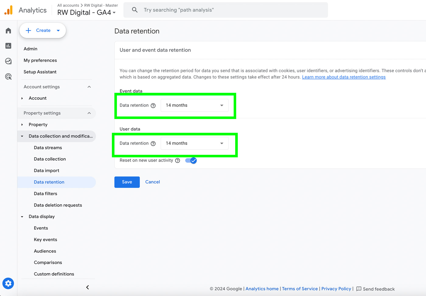 GA4 Data Retention